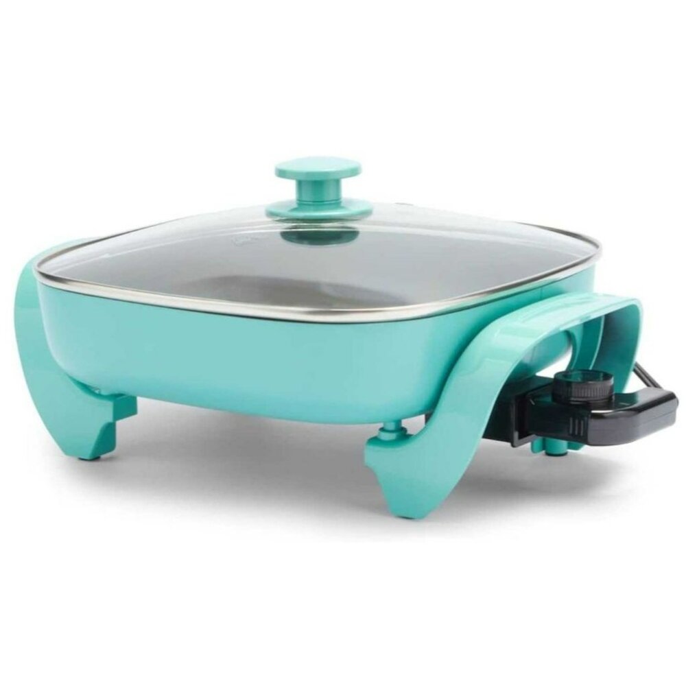 Greenlife Turquoise 5 Quart Electric Square Non-Stick Ceramic Skillet 12"x12"
